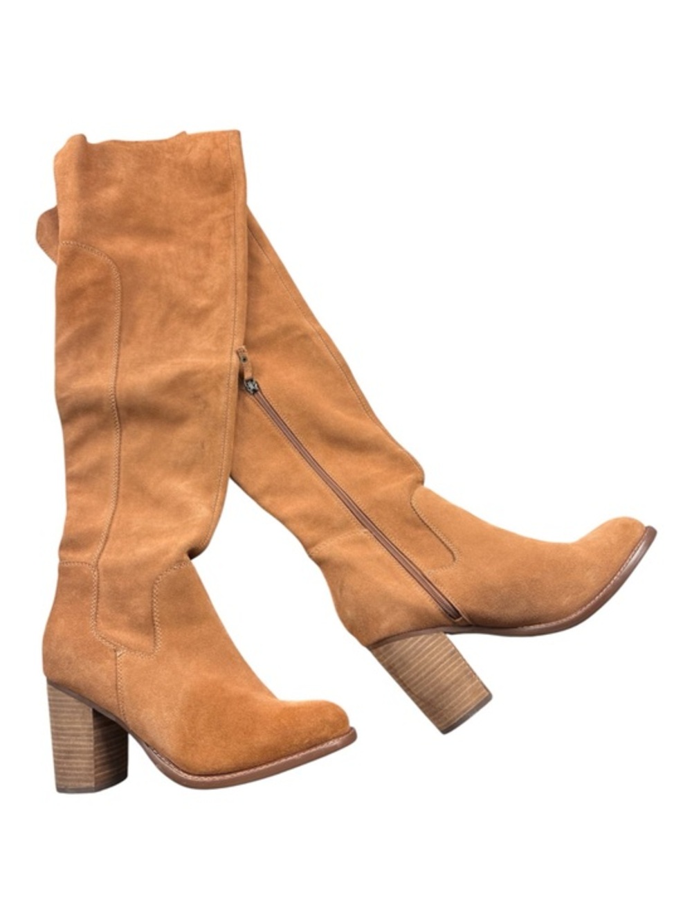 Kelsi Dagger BK Suede Knee High Block Heel Boots Women’s 11 Camel Boho Western